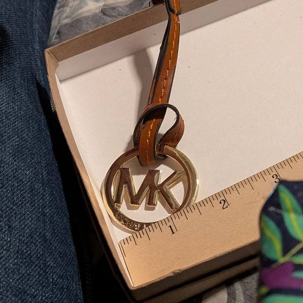 Brown‎ Leather Keychain with Gold Emblem